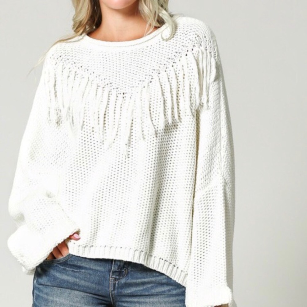 Oversized boyfriend white nautical sweater NWT